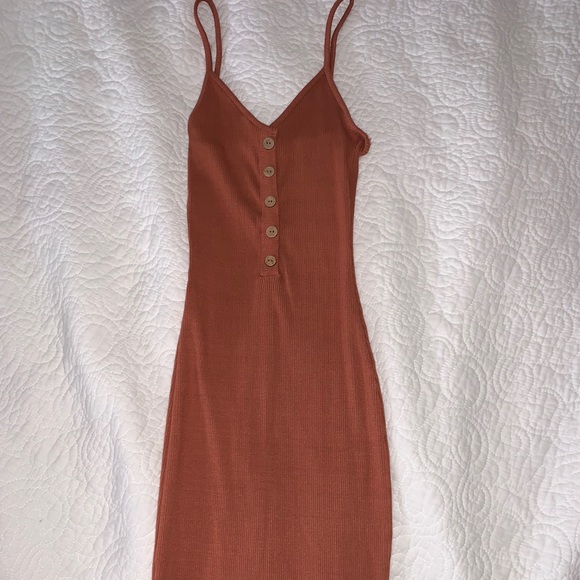 burnt orange fitted dress